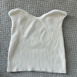 Tan strapless knit top